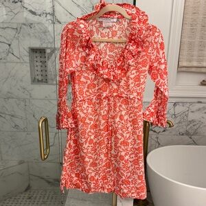 Gretchen Scott Designs Coral and White Floral Dress
